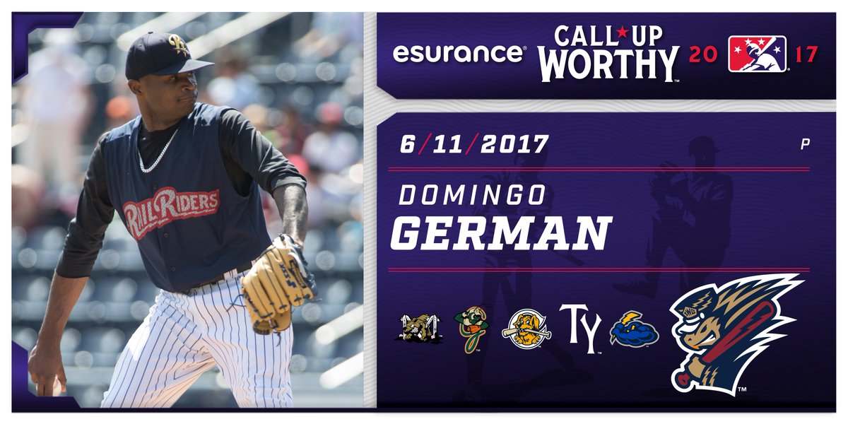 ICYMI: <a href="/swbrailriders/">SWB RailRiders</a> RHP Domingo German became @esurance #CallUpWorthy with his first promotion to the Yankees