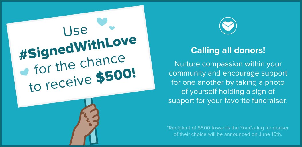 For the chance to receive $500 for a fundraiser, we encourage you to show support & get involved in #SignedWithLove: bit.ly/2rOavwI