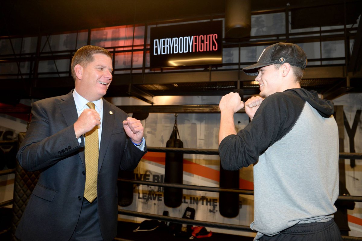 dtownboston's tweet photo. Mayor @marty_walsh @joshzakim @McCarthy4Boston joined George Foreman III for a ribbon cutting @everybodyfights https://t.co/DTJ8FzEdlX