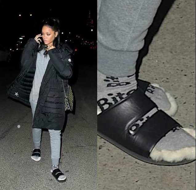 Punchlines94's tweet image. Quand #rhianna reprend les conseilles vestimentaire de @OfficielAlrima #ClaquettesChaussettes #RT 😂😂