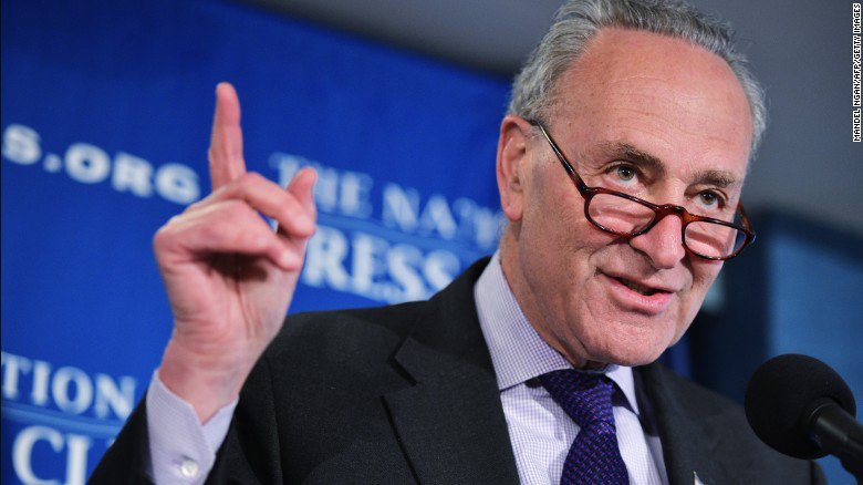 CNN's tweet photo. Sen. Chuck Schumer trolls Trump with a parody of the President's Cabinet meeting https://t.co/WfZS1WNLzQ https://t.co/L4CkG7ILtU