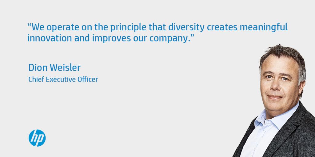 .<a href="/HP/">HP</a> CEO Dion Weisler joined 150+ business leaders in a pledge to act on workplace diversity &amp; inclusion: hp.tl/60118m1Pt #CEOAction