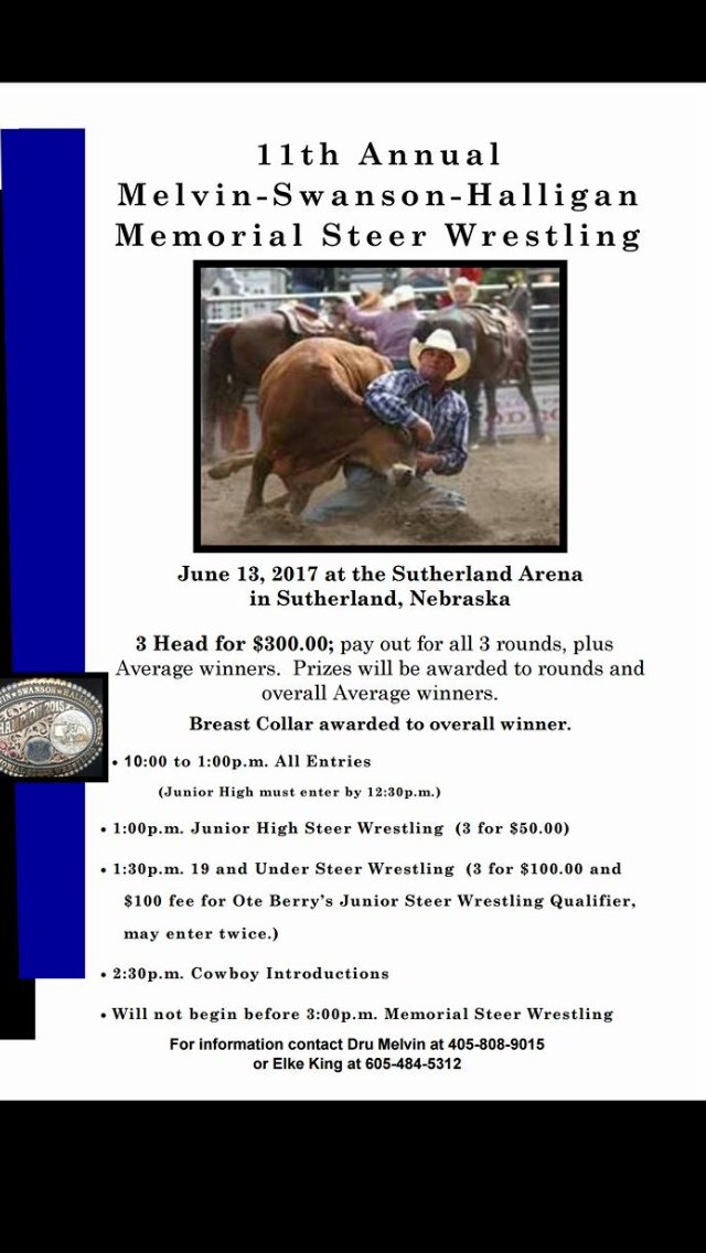 Headed to Sutherland, Nebraska for tomorrow's Ote Berry's Junior Steer Wrestling World Championship qualifying jackpot. See you there, Ote
