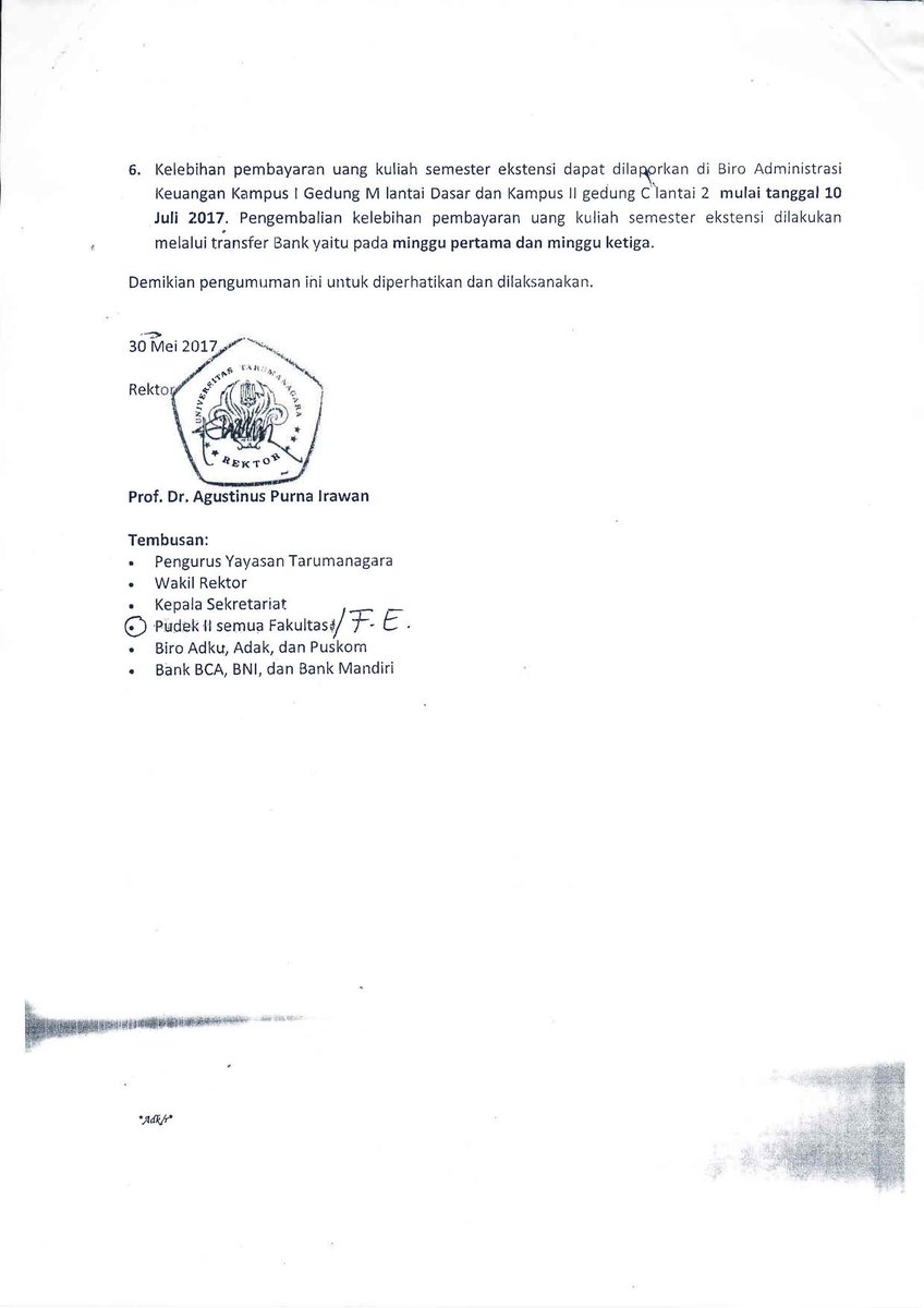 fe_untar's tweet photo. Pengumuman pembayaran semester ekstensi genap 15/16 https://t.co/O9roO0VFFU