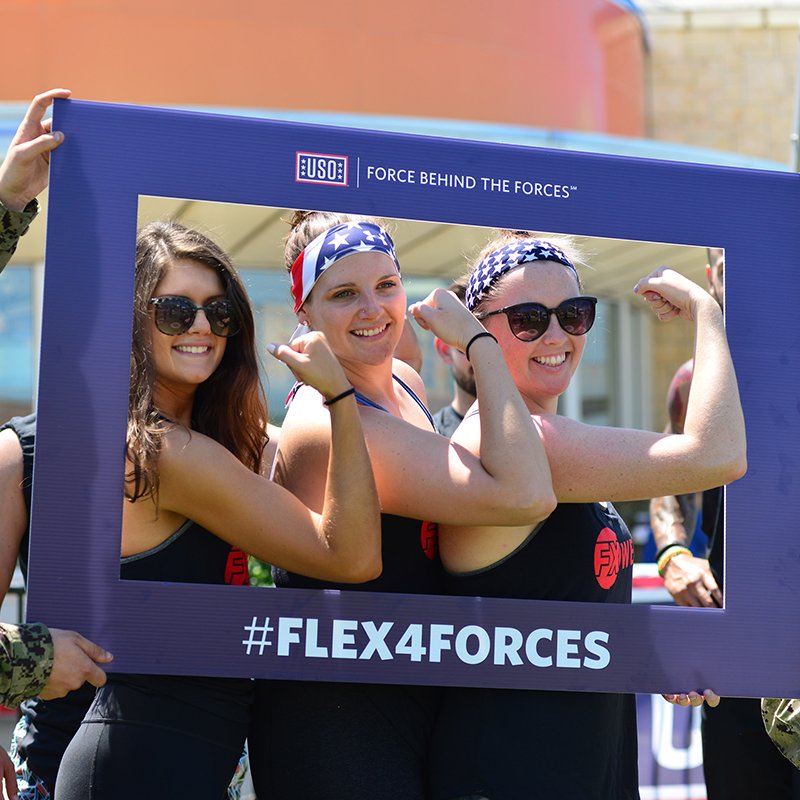 LiveFXWell's tweet photo. Thanks to @the_USO for allowing us to take service members and their families through workouts at #USOWarriorWeek! #flex4forces #STRONGTEAM https://t.co/AvQQTICA0t