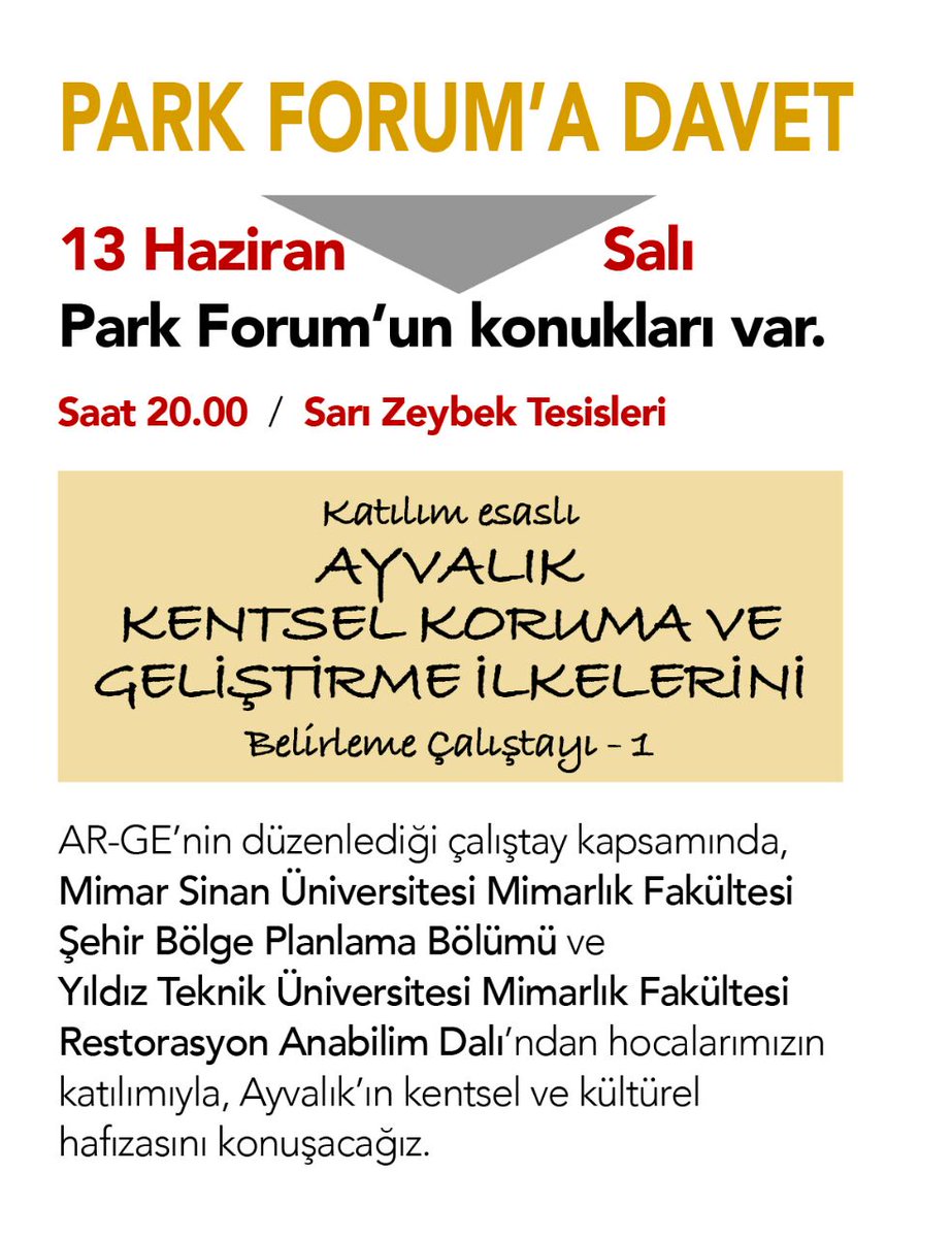 AyvalikForum's tweet photo. Foruma Davet; Ayvalık'ın kentsel ve kültürel hafızasını konuşacağız.

13 Haziran Salı 20.00 /  Sarı Zeybek https://t.co/uAb7XskXNL