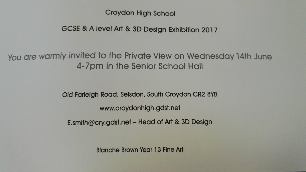 croydonhighart's tweet photo. Croydon High School Art &amp; 3D Design Exhibition 2017 #chsgirlsreallydoitbest #art #3d #inspirational https://t.co/x26IxIjHRO