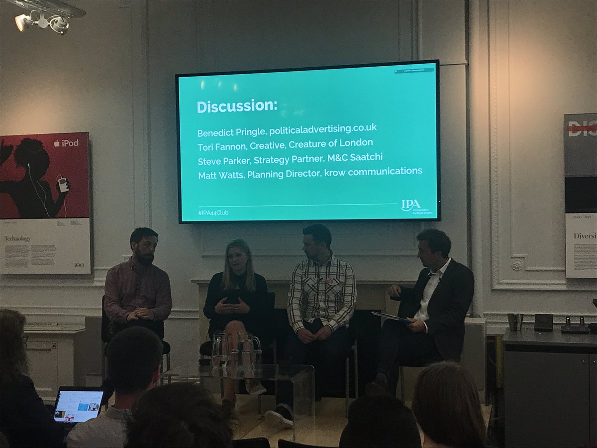Gravity_Road's tweet photo. We're at the #IPA44Club finding out about the political strategies behind the election. Culture, content and Corbyn coming out on top. https://t.co/4wssyIbZN4