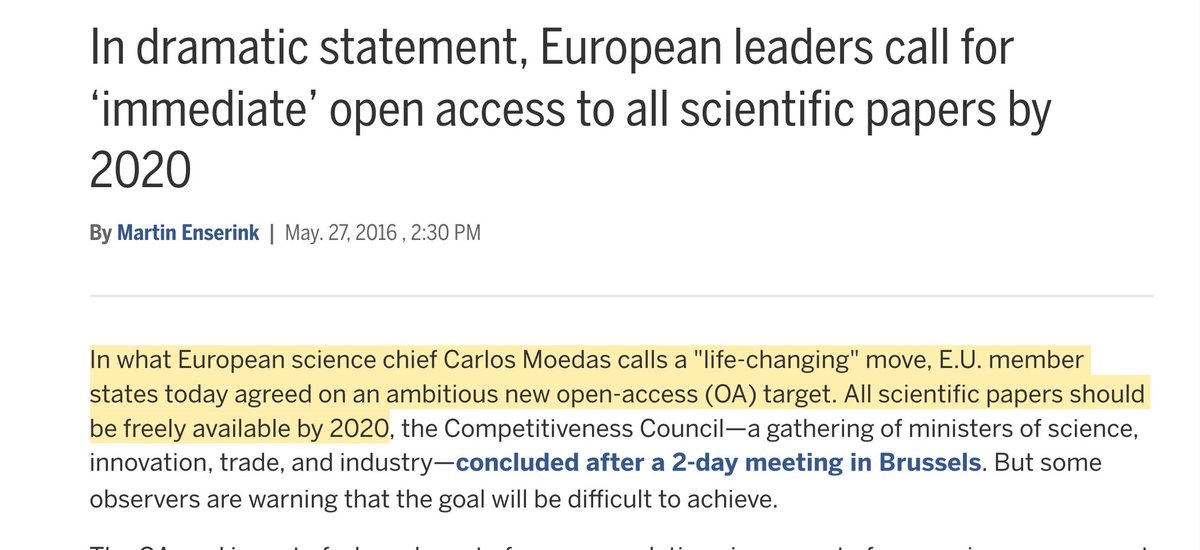 MaxCRoser's tweet photo. Great news in Science: European leaders call for ‘immediate’ open access to all scientific papers by 2020
https://t.co/4apG9to6nP https://t.co/xJ9XEOd0vd