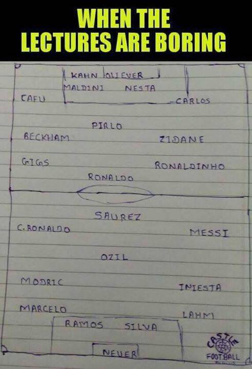 FootballFunnnys's tweet photo. When you are bored in class https://t.co/cwVJmAizl0