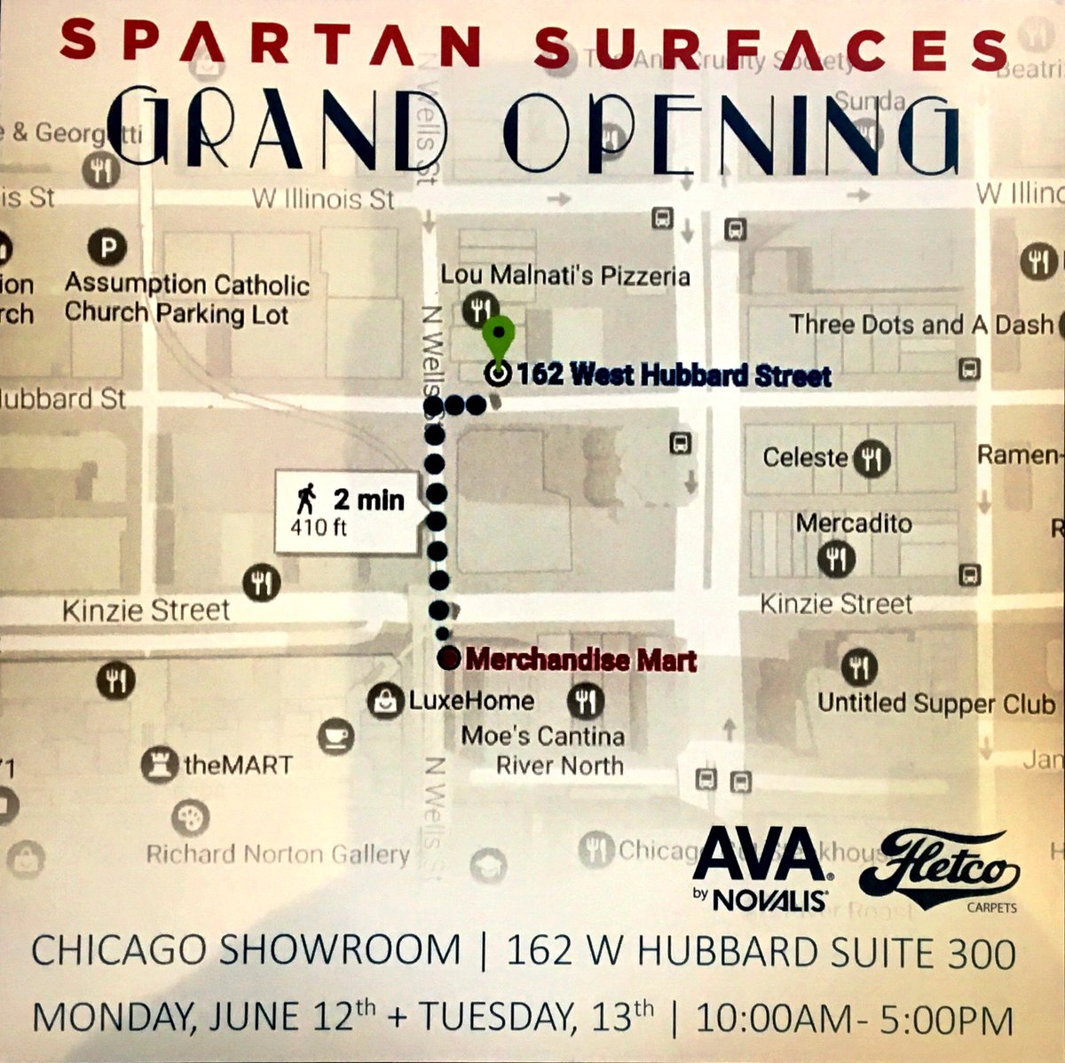 FletcoUSA's tweet photo. Take a break with us, we're just down the street. #NeoCon2017 https://t.co/nQOZlYtgpR