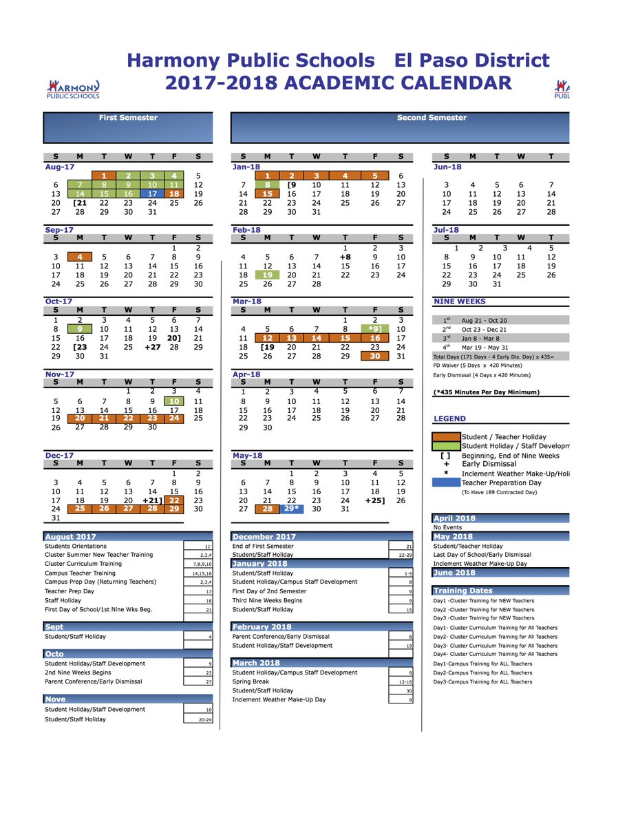 HSI_ElPaso's tweet image. Our 2017-2018 school calendar is ready for your review. We are excited to start our new school year. Enjoy your summer! #Harmonyforall #HSI
