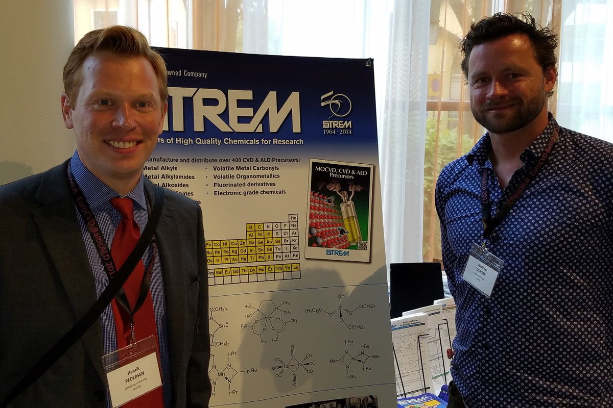 StremChemicals's tweet photo. Henrik Pedersen (Linkoping University) and Nicholas Osborn (Strem Chemicals) at #cvdald17! #EuroCVD #BalticALD https://t.co/HAIWjCIXLw