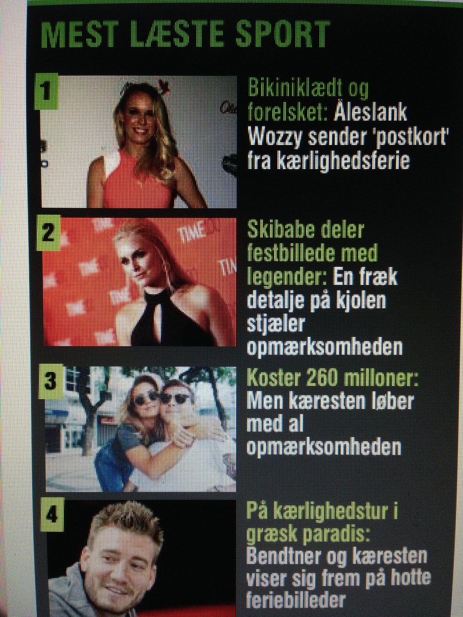 De fire mest læste på <a href="/BTSporten/">B.T. Sport</a> her til aften. Ord som bikini, babe, fræk, forelsket, hot og kæreste springer i øjnene #dkmedier