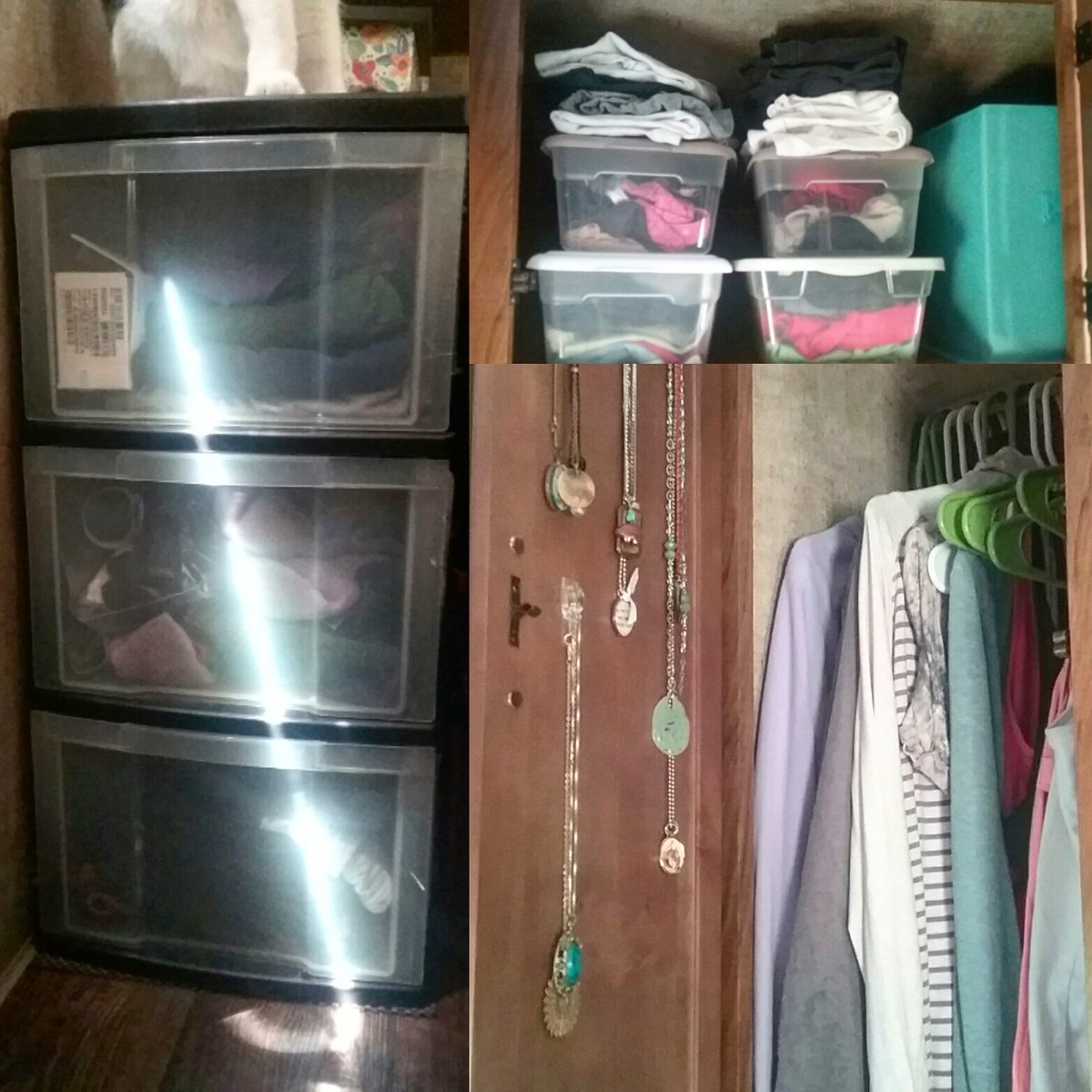 Almost my entire wardrobe, plus jewelry. All organized & ready to hit the road on Sat! #rvlife #rvliving #minimalism #lessstuffmorelife