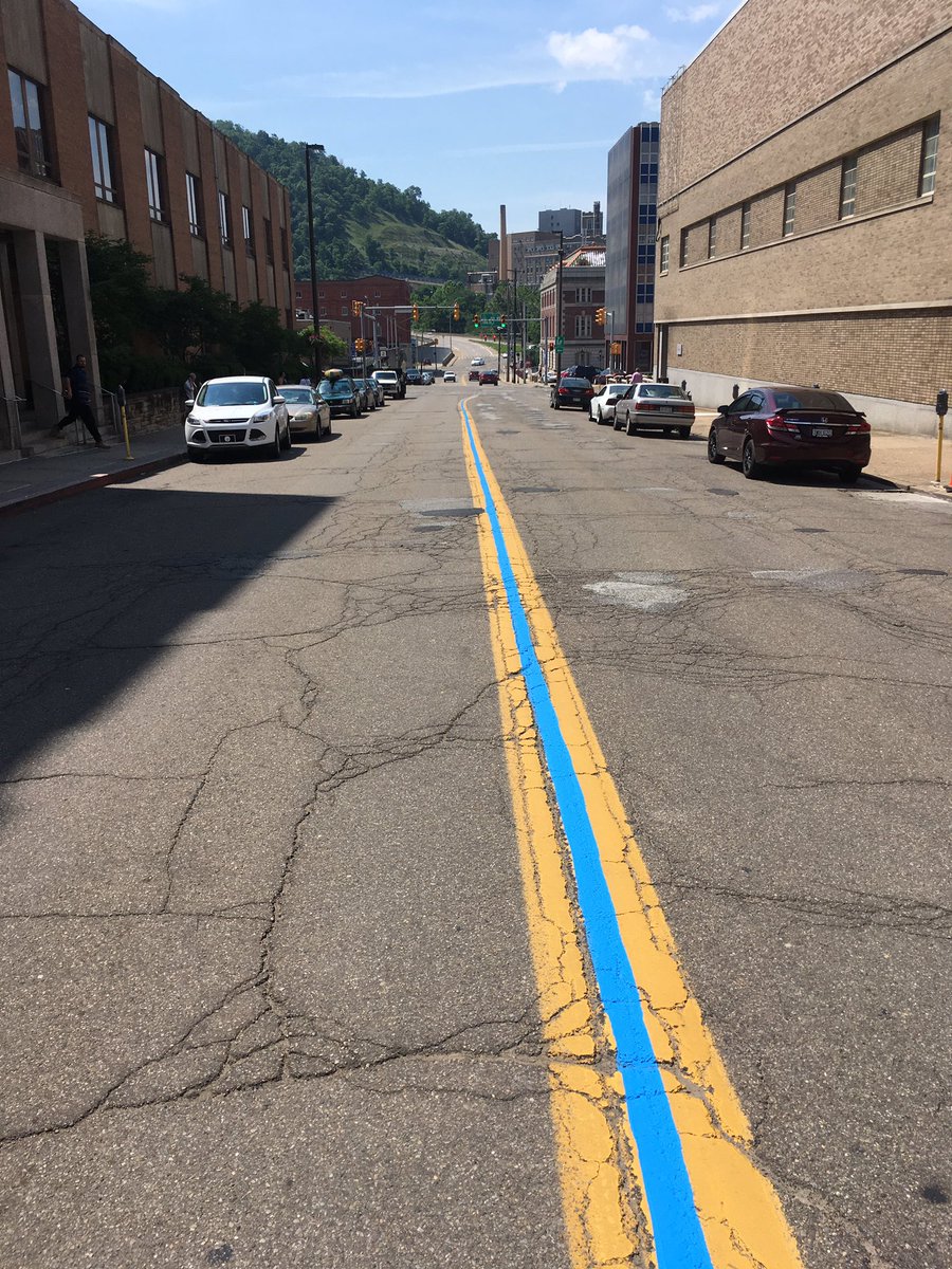 A thin blue line now runs down Chapline Street to honor law enforcement in our city. Thank you to the Mayor &amp; Council for the recognition.