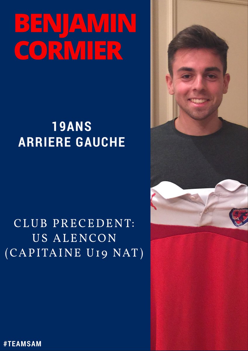 MamersSA's tweet photo. OFFICIEL 

Benjamin CORMIER est la première recrue du SAM
Benjamin arrive de l'@USA_61_Officiel; club avec lequel il évoluait en #U19NAT https://t.co/BXNkKxf2Ks