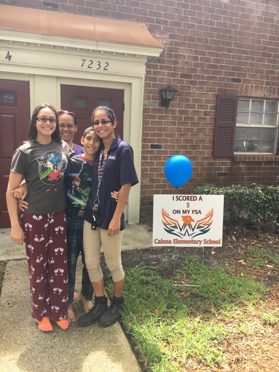 Calusa Elementary administrators Kara Merlin and Chrissy Ramirez visited students who scored a 5 on their FSA tests. Congratulations!