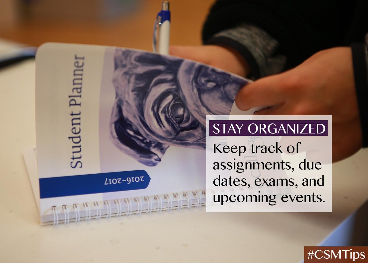csmbulldogs's tweet photo. Tip #8 for the Summer 2017 Semester: Keep track of assignments, due dates, exams, and upcoming events by staying organized! #CSMTips https://t.co/DCuPZJApfC
