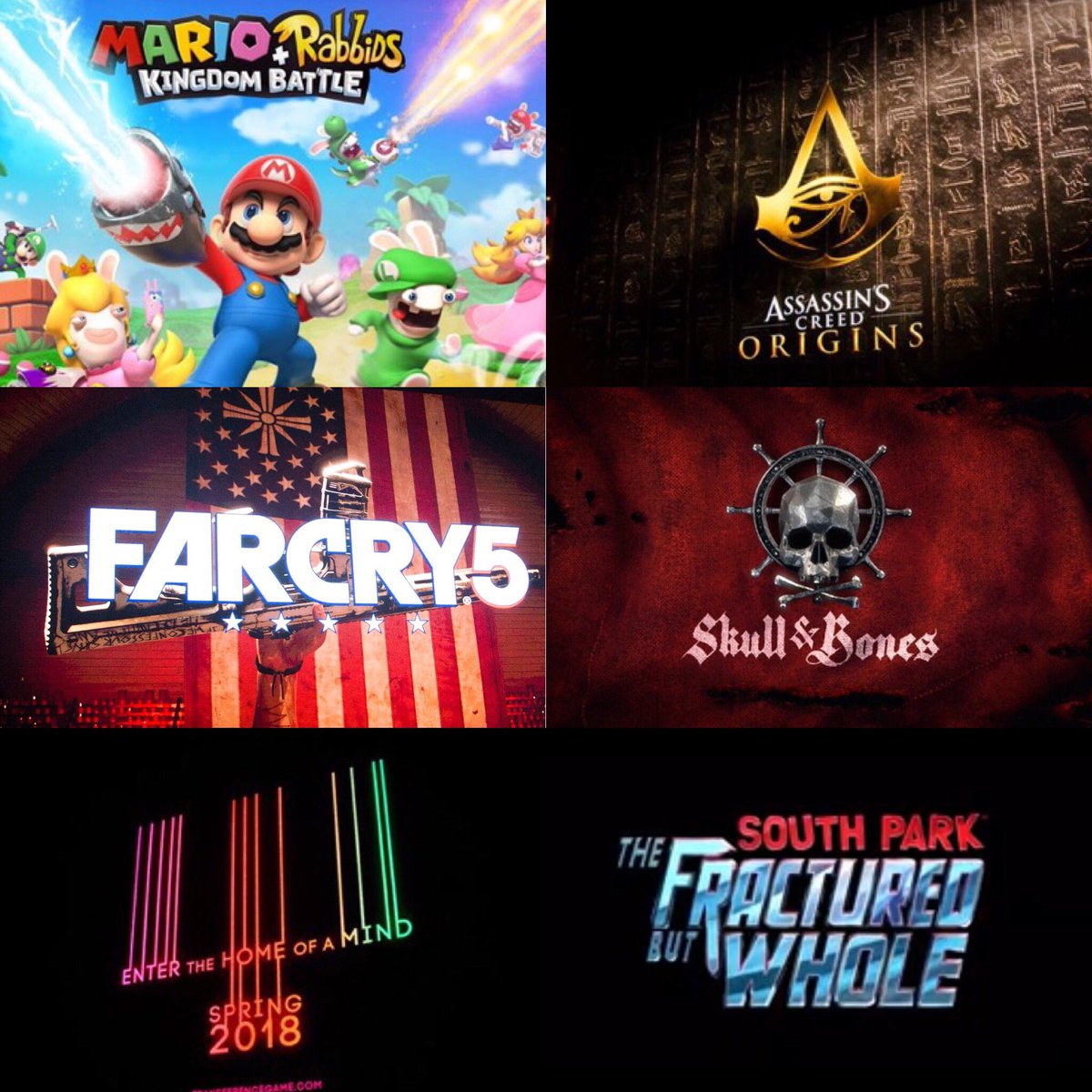 earthlmfao's tweet image. beyond excited for these!! @Ubisoft @FarCrygame @assassinscreed @SouthPark @NintendoAmerica @rabbidsofficial #SkullandBones #TransferenceVR