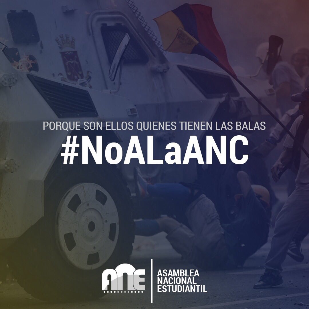 ANEstudiantil's tweet photo. ¡Porque son ellos quienes tienen las armas y las balas! #NoALaANC #ANEstudiantil https://t.co/Ol6QWHh8Yl