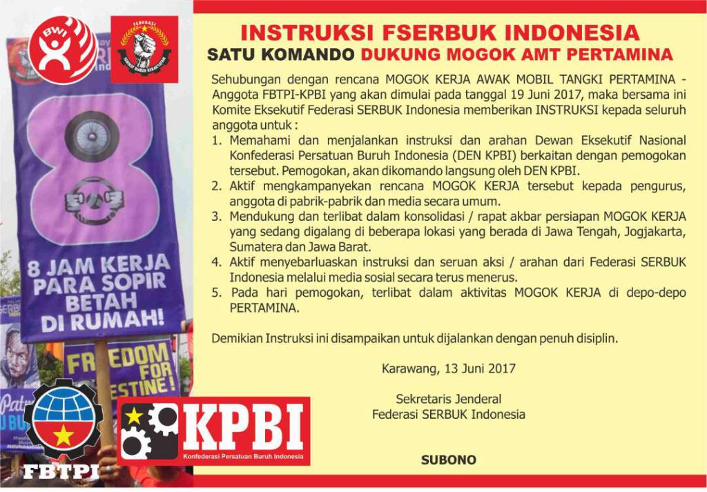 persatuanburuh's tweet photo. Federasi SERBUK INDONESIA Instruksikan Anggota Dukung Mogok Buruh Pertamina Patra Niaga https://t.co/iMlnZm6xXd https://t.co/E0w4IBqlBg