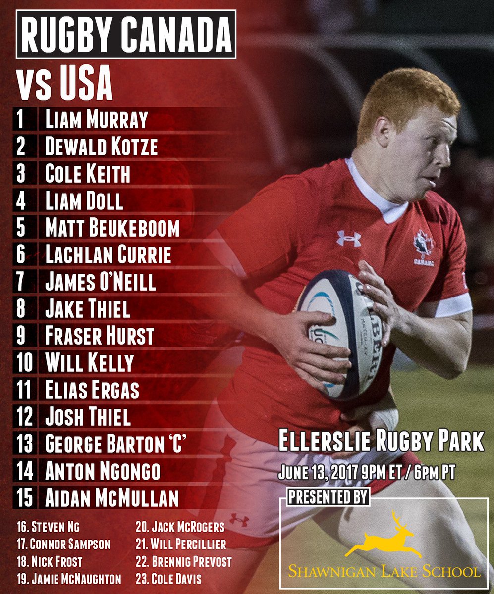 ROSTER: <a href="/jbaajeff/">Jeff Williams</a> names his starting XV for Game 1 of Junior <a href="/WorldRugby/">World Rugby</a> Trophy qualifier vs. <a href="/USARugby/">USA Rugby</a>! #RCU20 
💻rugbycanada.ca