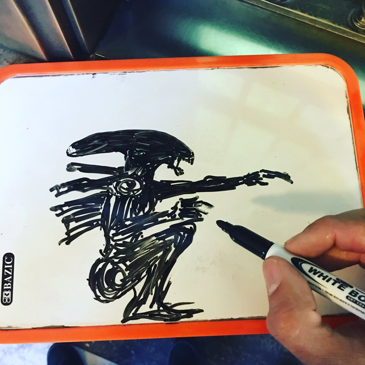 3 hours waiting in line at the passport office and this is what happens! #alien #passport #bored #art#hrgeiger