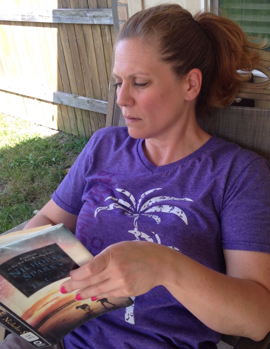 Ms. Roach is enjoying her book this summer! #woodgatereads <a href="/woodgatemisd/">Woodgate Interm.</a>