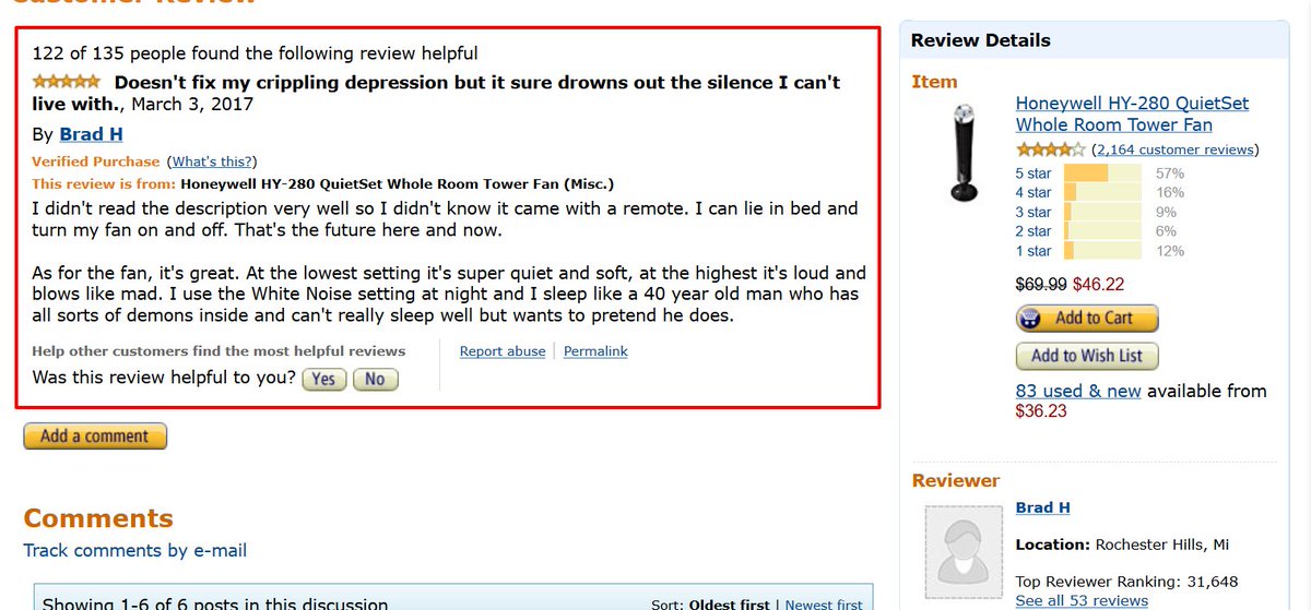 Joetonejoe's tweet photo. @mentalpod found this #awfulsome product review on @amazon while researching fans.... https://t.co/xFDOUoiBbN