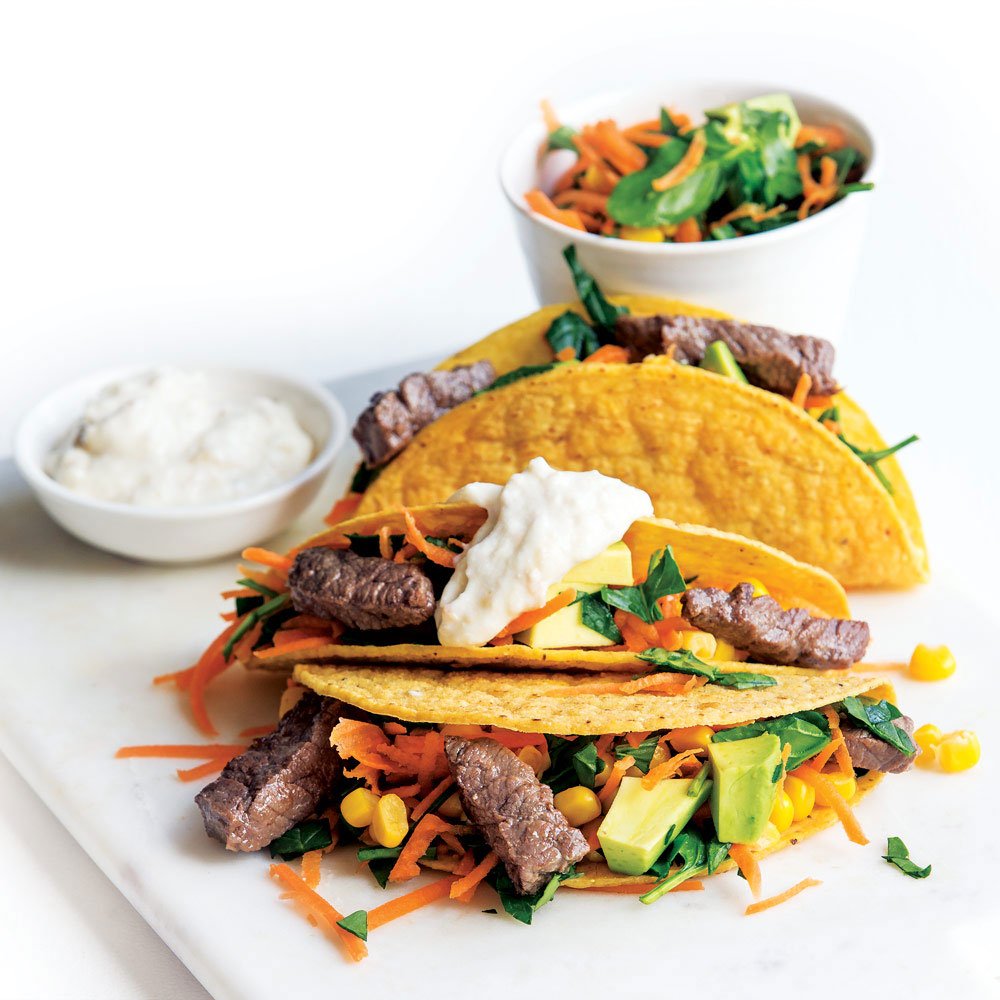 It's taco Tuesday! Tuck in to these steak tacos with avocado corn salsa and horseradish drizzle tonight. ow.ly/vCQl30c31mZ