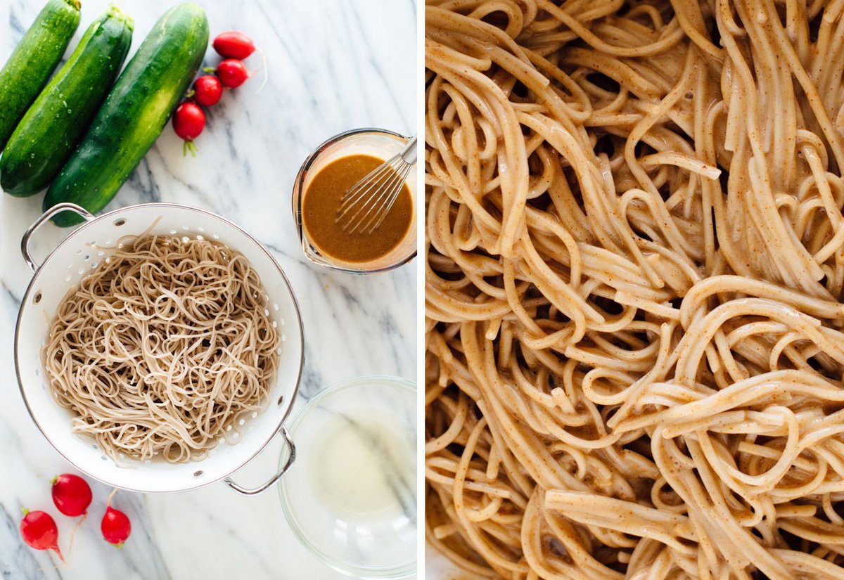 cookieandkate's tweet photo. New! These almond-sesame soba zoodles from #TheWellnessProjectBook are topped with crisp pickled veggies. 🙌  https://t.co/AjmGQM18V4 https://t.co/wzaDktrZaT