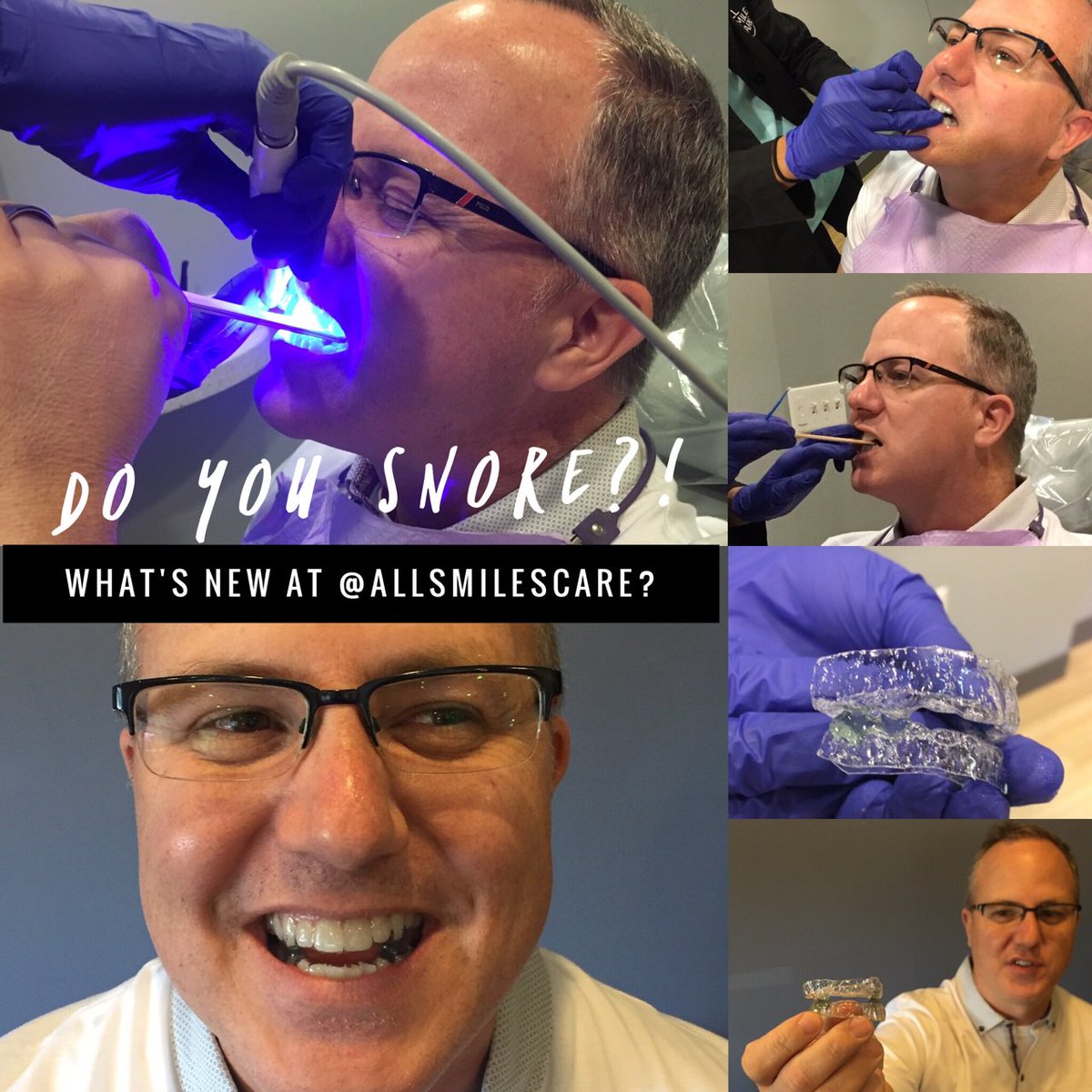Allsmilescare's tweet photo. Have you been told you #snore? Do you not feel well rested, ever? Come into All Smiles for a #complimentary #snorescore and #snoreguard https://t.co/f0R8ZM7Ski