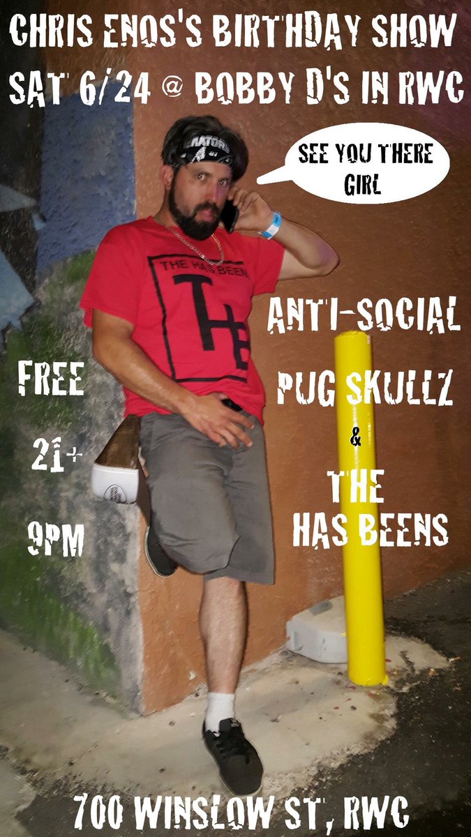 PugSkullz's tweet image. We're heading to the Bay Area 6/24 to make some noise for Chris @TheHasBeens birthday FREE show...no excuses! #punk