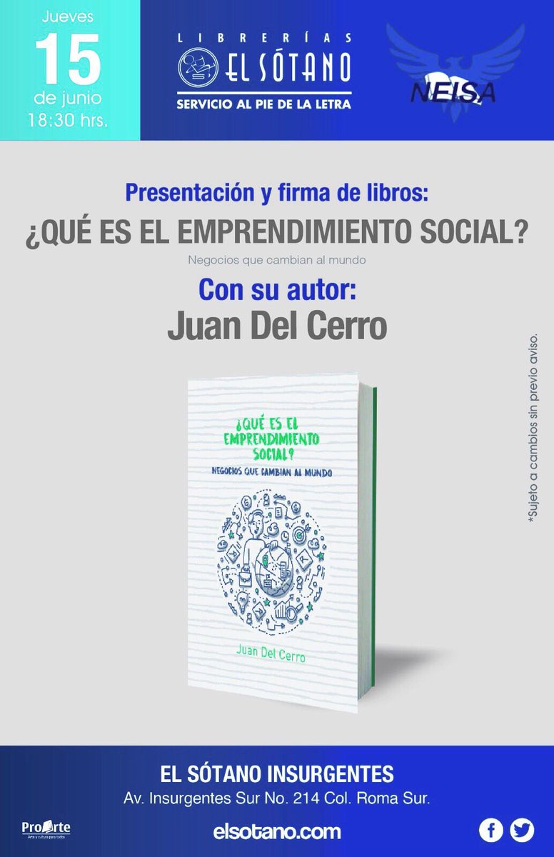 DisruptivoTV's tweet image. Están todos invitados este jueves al lanzamiento en formato físico del libro &quot;¿Qué es el Emprendimiento Social?&quot; de @delcerrojuan !!