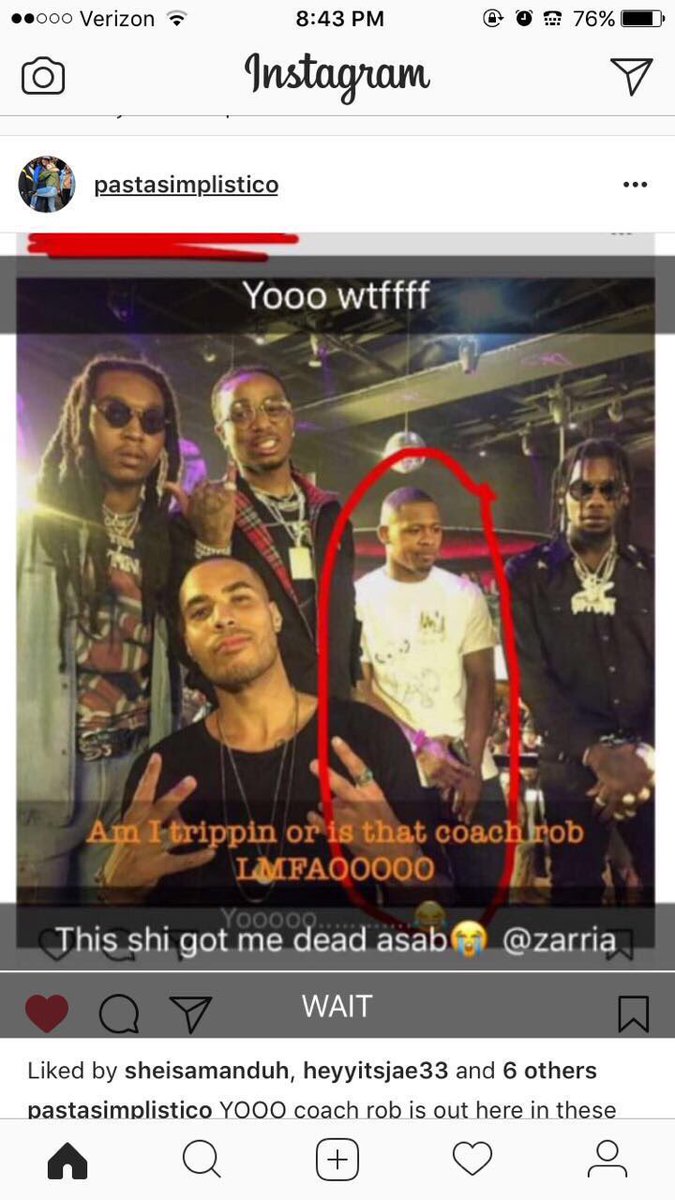 aaliyahvendetta's tweet image. Coach Rob is really out here hanging out with @Migos OMG #coachrob