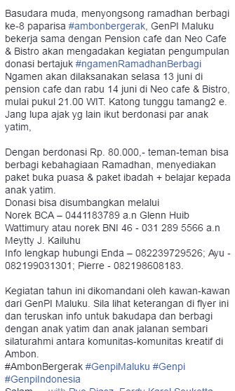 basudara yg mo ikot ngamen ramadhan dan berdonasi untuk ramadhan berbagi. sila dicek infonya.