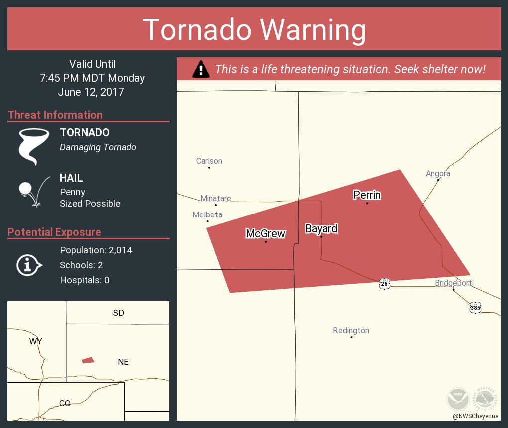 Tornado Warning including Bayard NE, McGrew NE, Perrin NE until 745 PM