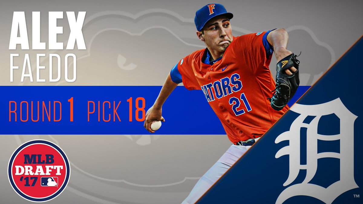 SECNetwork's tweet photo. Round 1️⃣ Pick 1️⃣8️⃣: ALEX FAEDO!

The @GatorsBB ace is headed to the @tigers. https://t.co/oMXlrHLDmu