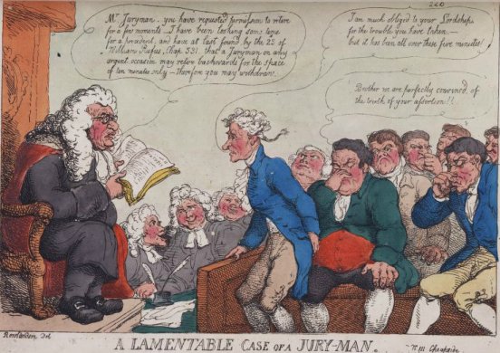 AmyMilka's tweet image. The Lamentable Case of A Jury-Man [1815?] #caughtshort #legalhumour