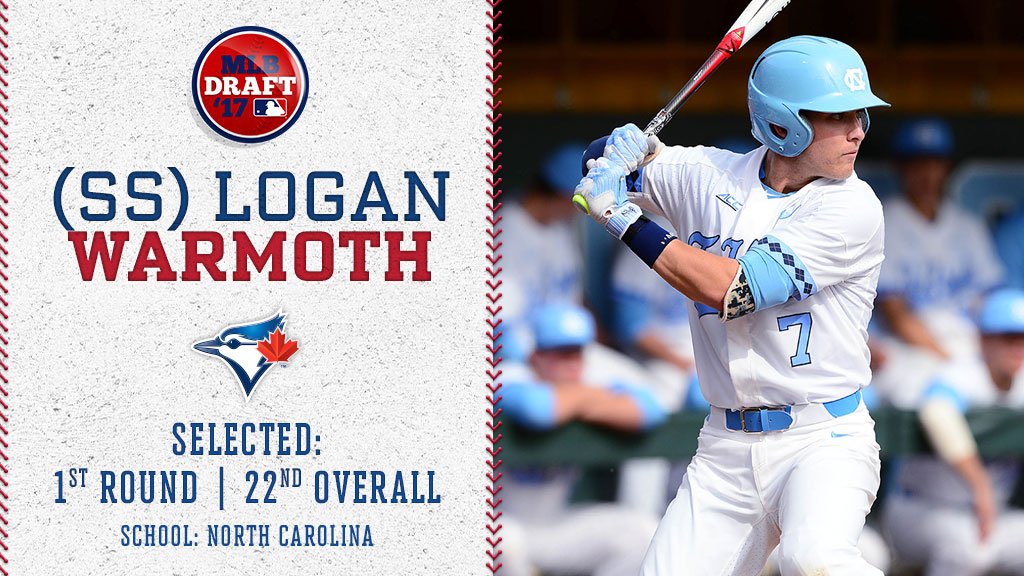 BlueJays's tweet photo. With the 22nd pick in the 2017 #MLBDraft, the #BlueJays select SS Logan Warmoth from North Carolina! https://t.co/cWhJYOXCfz
