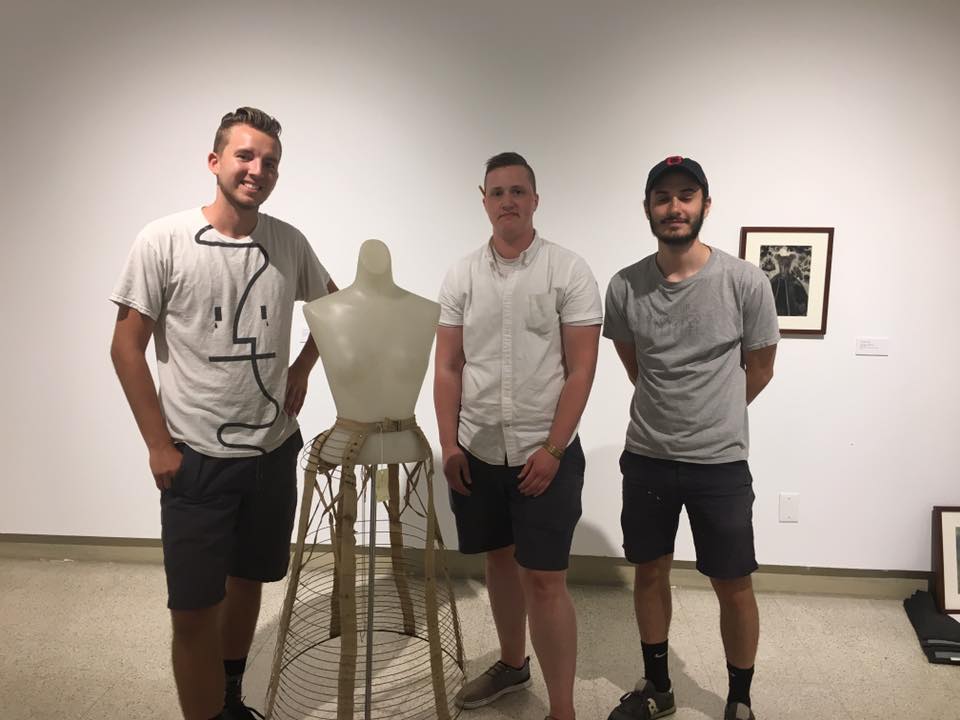 Three men and a mannequin... installing exhibition today at Hopkins Hall.  <a href="/OhioState/">Ohio State</a> <a href="/ColumbusArts_/">Columbus Artists</a> <a href="/Art_in_Columbus/">ColumbusArt</a> <a href="/DispatchAlerts/">Columbus Dispatch</a>