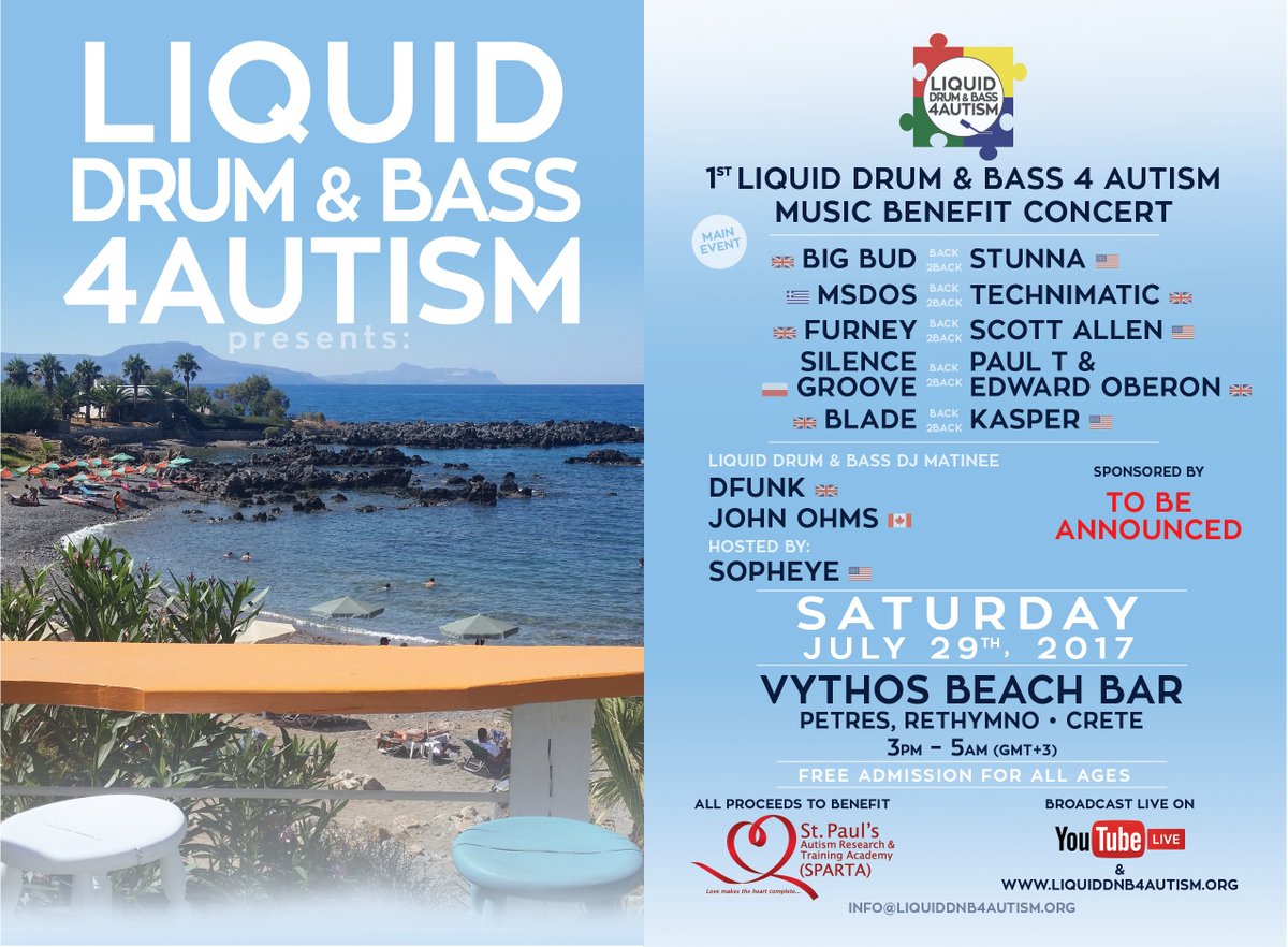 LDNB4Autism's tweet photo. #DRUMandBASS #DNB  #LIQUIDDNB #AUTISM #BIGBUD #STUNNA #TECHNIMATIC #FURNEY #SILENCEGROOVE #BLADE #SCOTTALLEN #VYTHOSBEACH #LDNB4Autism #LDNB https://t.co/PBHkvCtsBQ