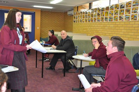 MCC_Griffith's tweet photo. Year 11 Legal Studies participated in a Mock Trial today with Piers Blomfield from Blomfield Legal. https://t.co/9AGFxrmkOV