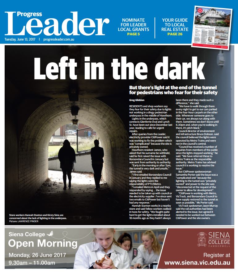 progressleader's tweet image. Here's this week's Progress Leader front page featuring a tunnel that just needs lights! More: bit.ly/2rUthRM