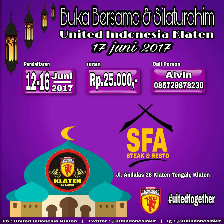 Bukber UI Klaten
Sabtu, 17 Juni 2017
OG : 16.30
HTM : 25.000
Tempat :SFA Steak Klaten
#UIKBukber #UnitedTogether