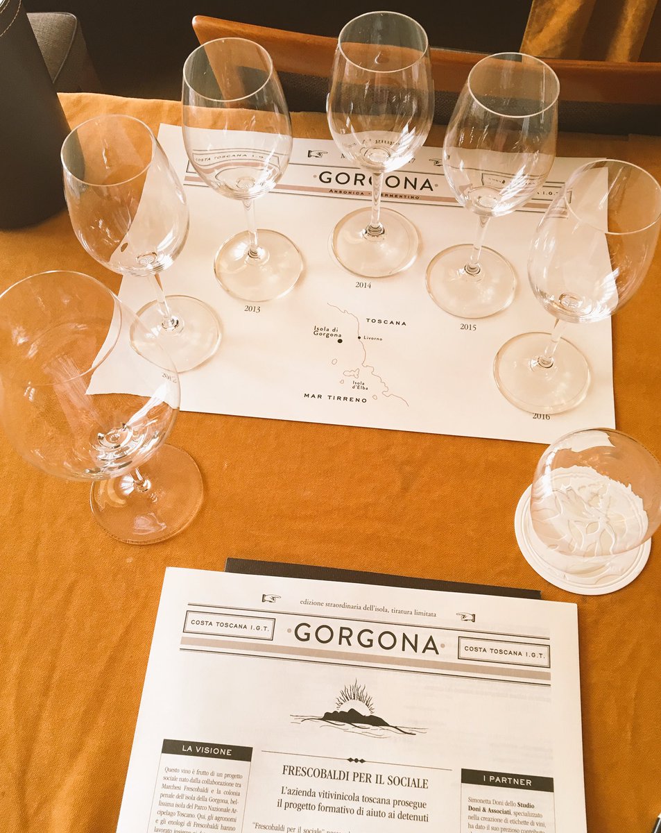 Ready for #frescobalditasting 5 vintages of gorgona and a surprise. First vertical tasting of this unique wine