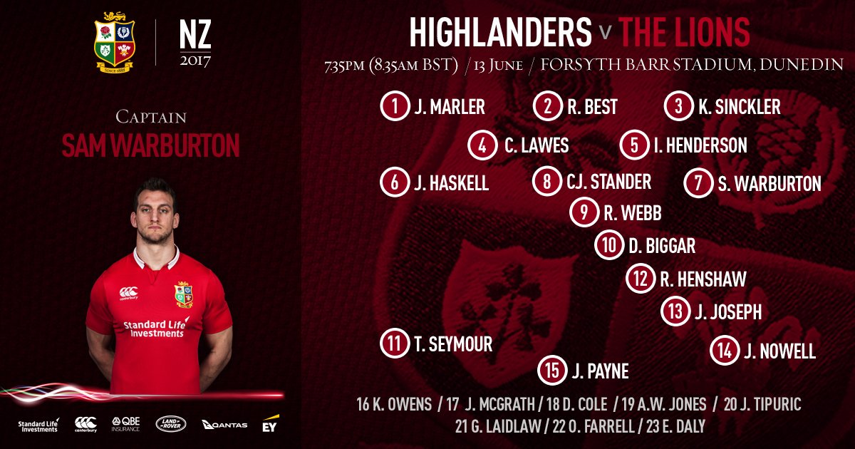 Good luck lads #HIGvBIL #LionsNZ2017