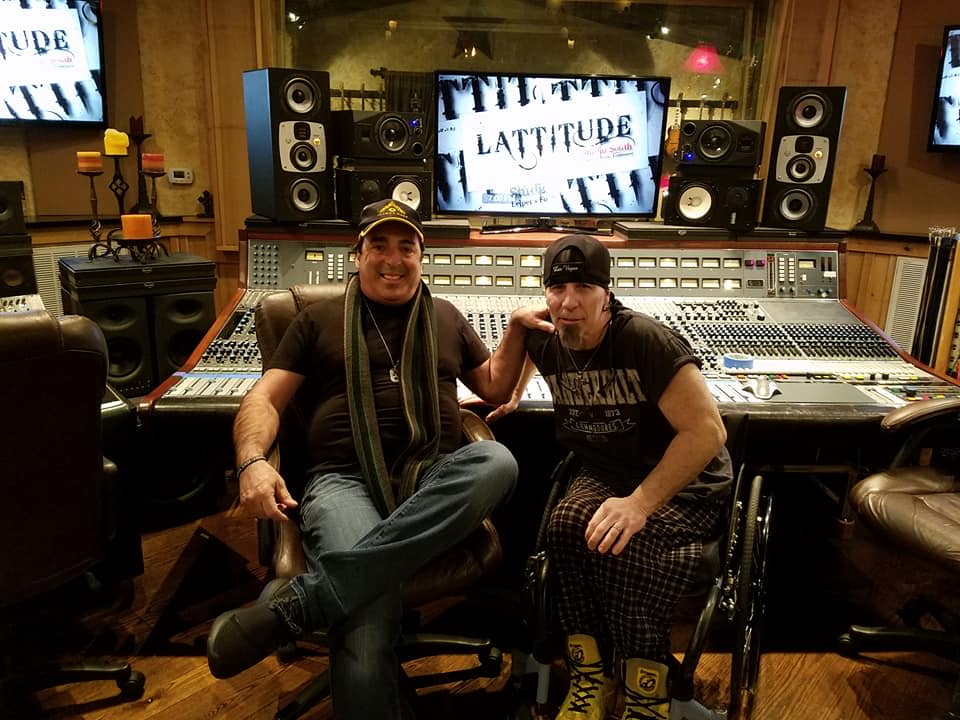 What a combination! #Producer Chris Lord-Alge and #engineer Michael Lattanzi smiling at <a href="/LattitudeStudio/">Lattitude Studio</a>! #sc407