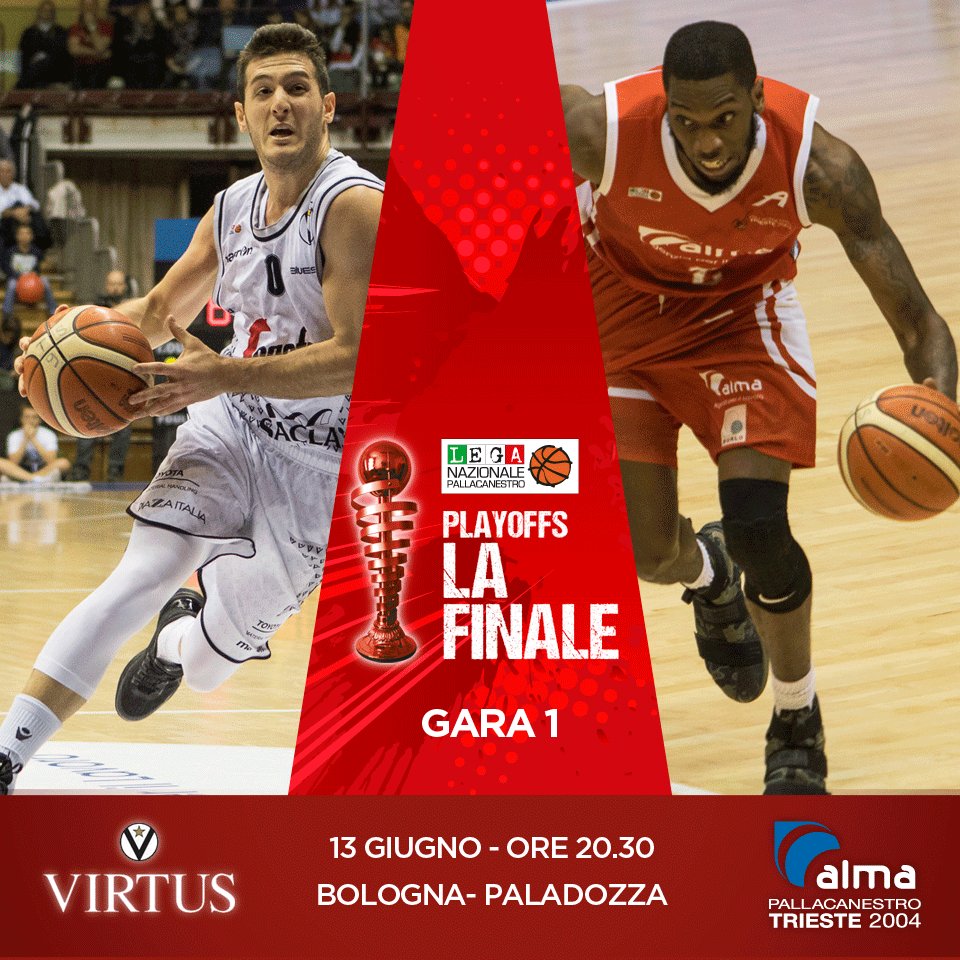 PallTrieste's tweet photo. Ragazzi oggi è il gran giorno, iniziano le #finaliplayoffs❕❗️ 💪
🏀 @Virtusbo 🆚 #AlmaTS
🏟 PalaDozza
⏰ 20:30
📺 Sky Sport 1 HD
#almamania https://t.co/00eBJTREor